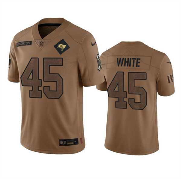 Mens Tampa Bay Buccaneers #45 Devin White 2023 Brown Salute To Service Limited Jersey Dyin->->NFL Jersey